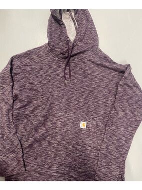 Carhartt Relaxed Fit Heathered Purple Pullover Hoodie Logo Patch Youth L 12/14